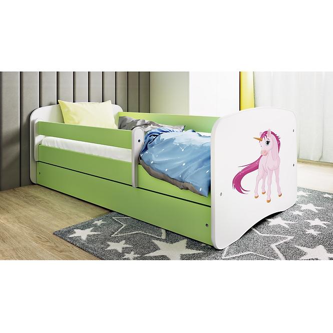 Dětská postel Babydreams+M zelená 80x160 Jednorožec