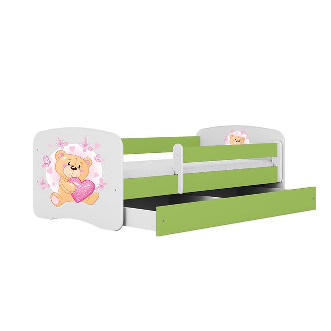 Dětská postel Babydreams+M zelená 80x160 Medvídek s motýlky