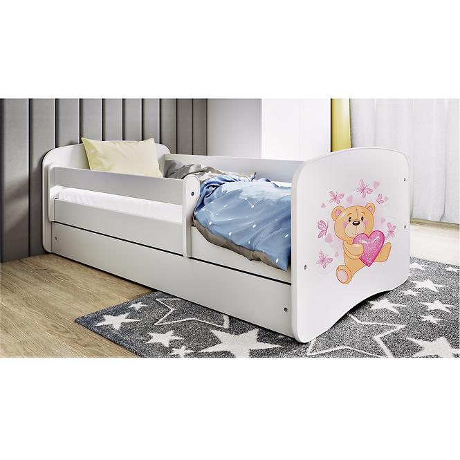 Dětská postel Babydreams+M bílá 80x180 Medvídek s motýlky