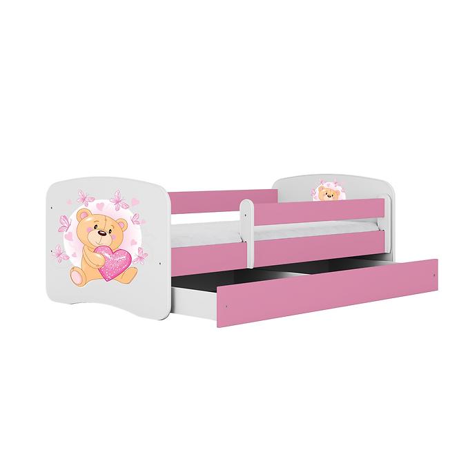 Dětská postel Babydreams+M růžová 80x180 Medvídek s motýlky
