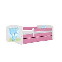 Dětská postel Babydreams+M růžová 80x180 Modrý medvídek