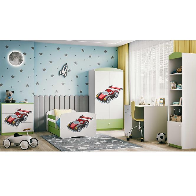 Dětská postel Babydreams+M zelená 80x180 Auto