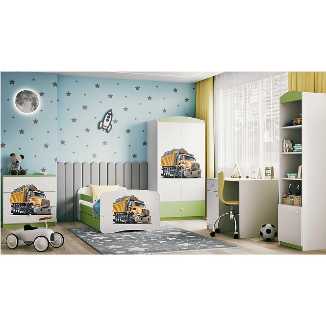 Dětská postel Babydreams+M zelená 80x180 Náklaďák