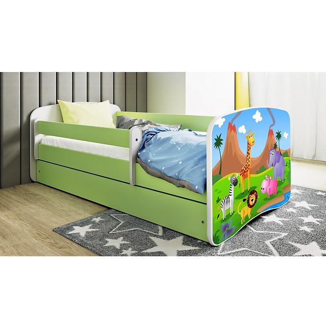 Dětská postel Babydreams+M zelená 80x180 Safari