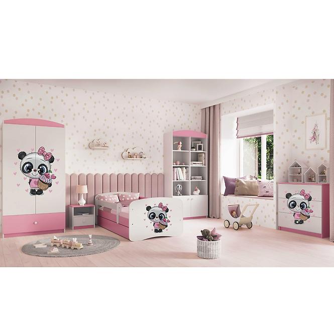 Dětská postel Babydreams+SZ růžová 70x140 Panda