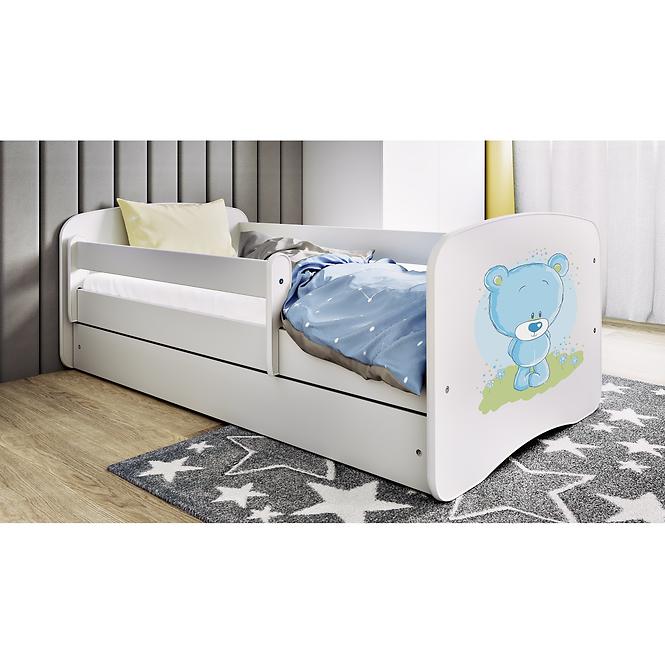 Dětská postel Babydreams+SZ bílá 70x140 Modrý medvídek
