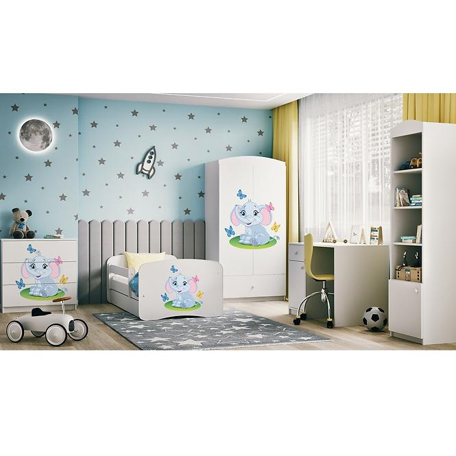 Dětská postel Babydreams+SZ bílá 70x140 Slon