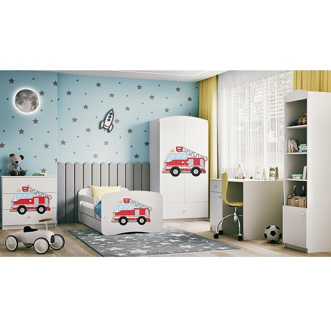 Dětská postel Babydreams+SZ bílá 70x140 Hasičské auto
