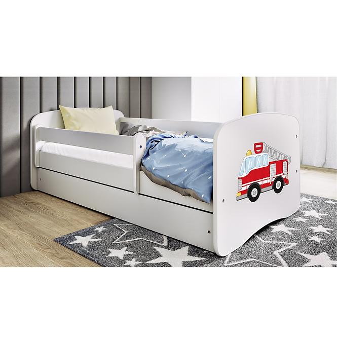 Dětská postel Babydreams+SZ bílá 70x140 Hasičské auto