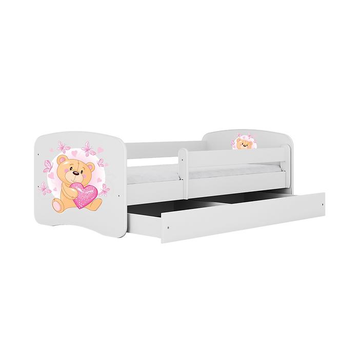 Dětská postel Babydreams+SZ bílá 80x160 Medvídek s motýlky