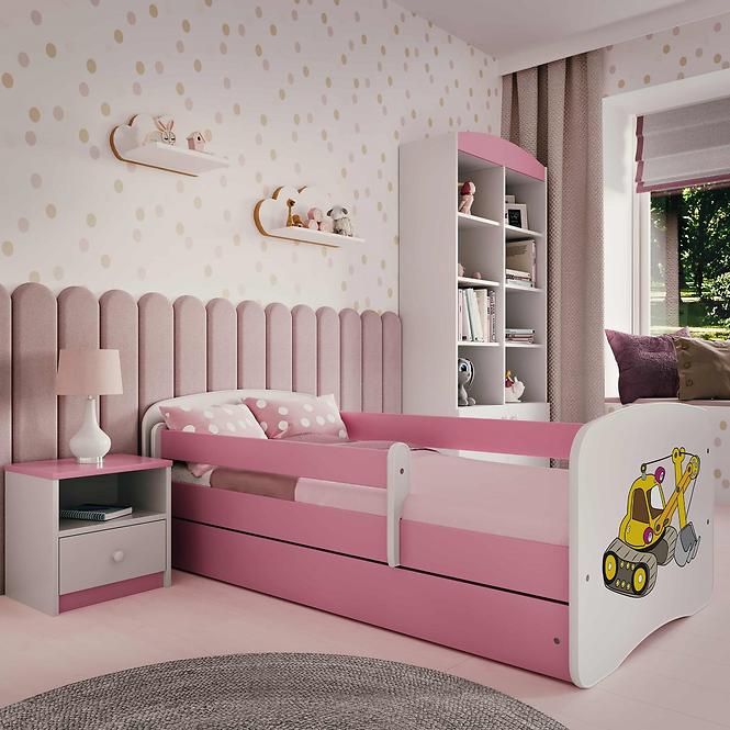 Dětská postel Babydreams+SZ růžová 80x160 Bagr