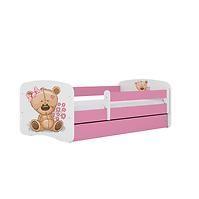 Dětská postel Babydreams+SZ růžová 80x160 Medvídek s kytičkami