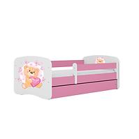 Dětská postel Babydreams+SZ růžová 80x160 Medvídek s motýlky