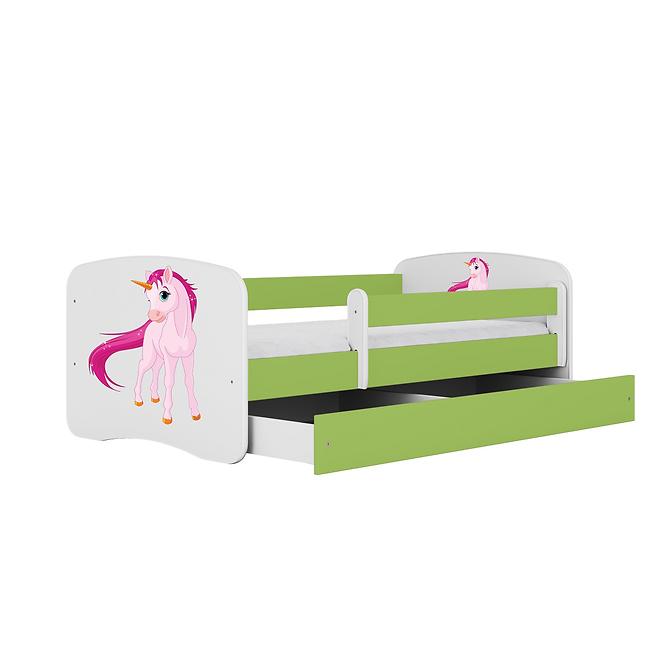 Dětská postel Babydreams+SZ zelená 80x160 Jednorožec