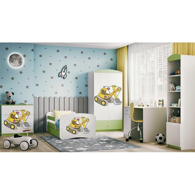 Dětská postel Babydreams+SZ zelená 80x160 Bagr