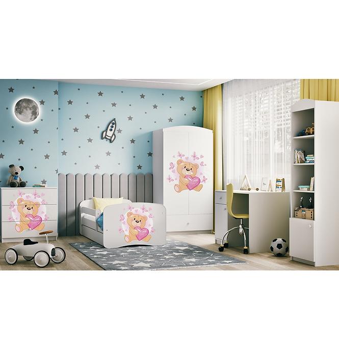 Dětská postel Babydreams+SZ bílá 80x180 Medvídek s motýlky