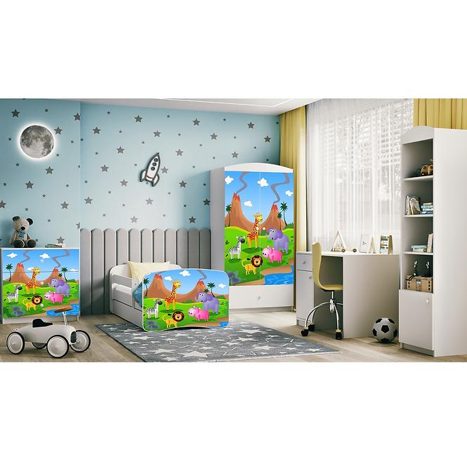 Dětská postel Babydreams+SZ bílá 80x180 Safari