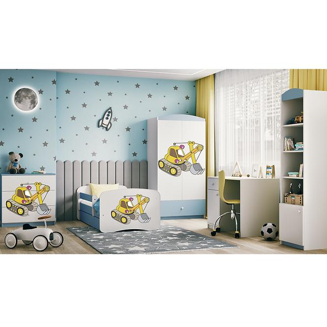 Dětská postel Babydreams+SZ modrá 80x180 Bagr