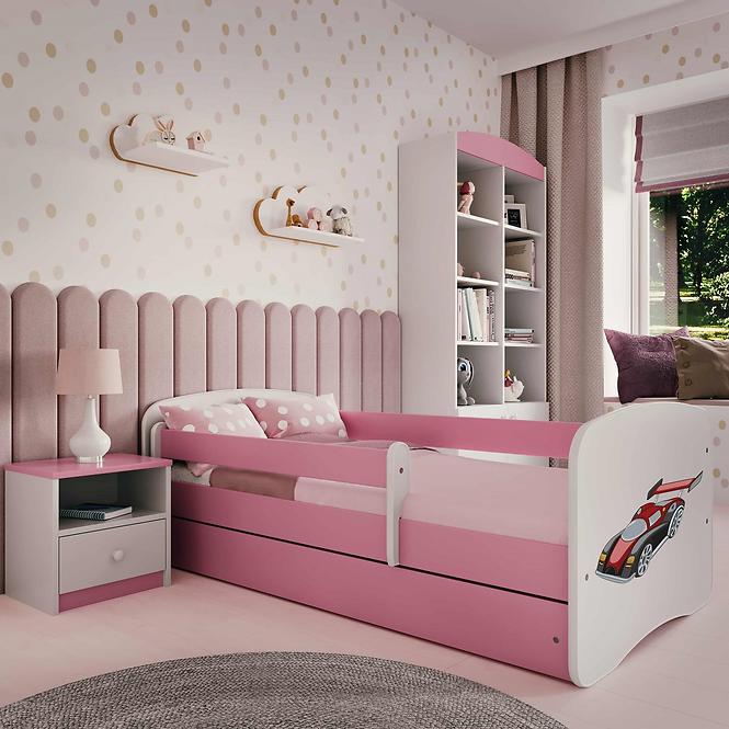 Dětská postel Babydreams+SZ růžová 80x180 Auto