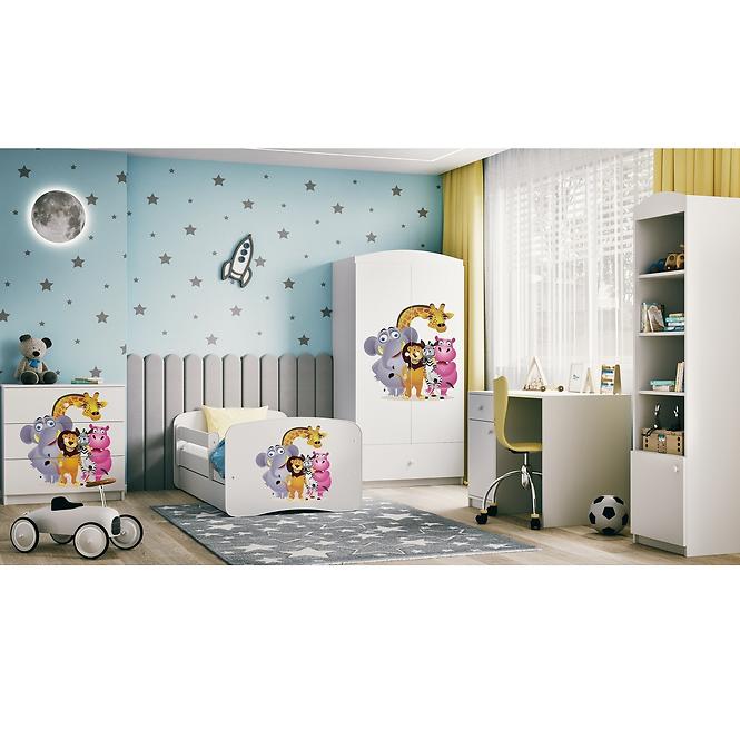 Dětská postel Babydreams+SZ+M bílá 70x140 Zoo
