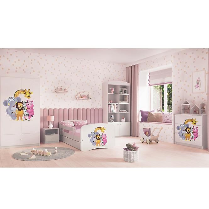 Dětská postel Babydreams+SZ+M bílá 70x140 Zoo