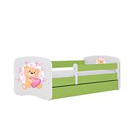 Dětská postel Babydreams+SZ+M zelená 70x140 Medvídek s motýlky