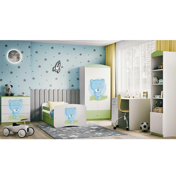 Dětská postel Babydreams+SZ+M zelená 70x140 Modrý medvídek