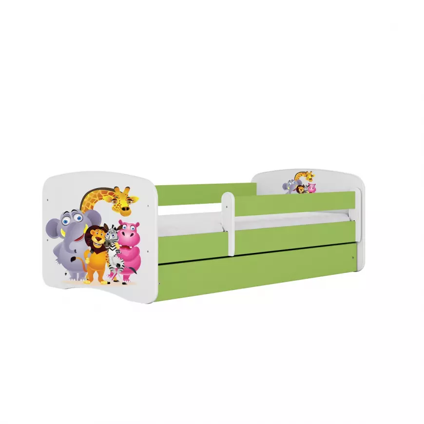 Dětská postel Babydreams+SZ+M zelená 70x140 Zoo
