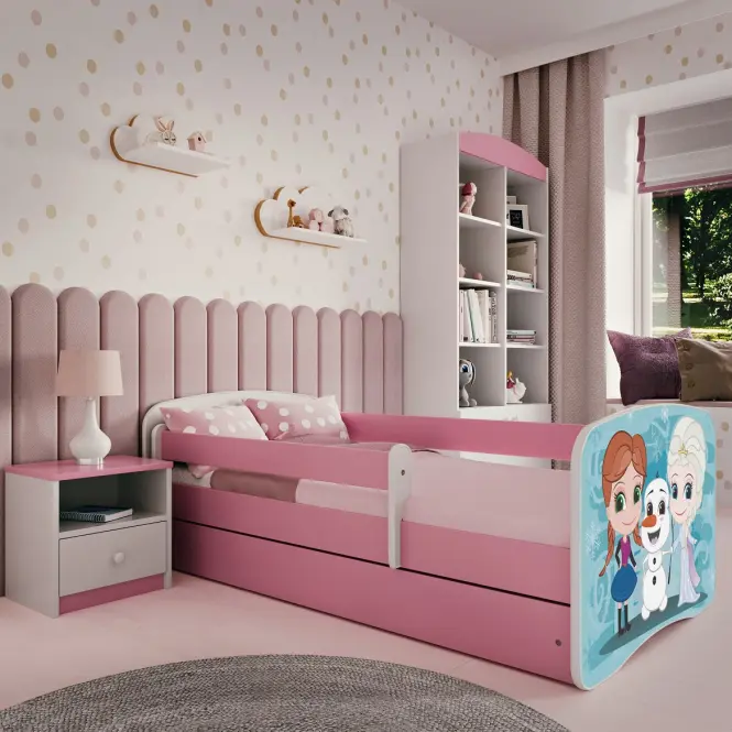 Dětská postel Babydreams+Sz+M růžová 80x160 Zimní kamarádi,4