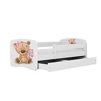 Dětská postel Babydreams+SZ+M bílá 80x160 Medvídek s kytičkami