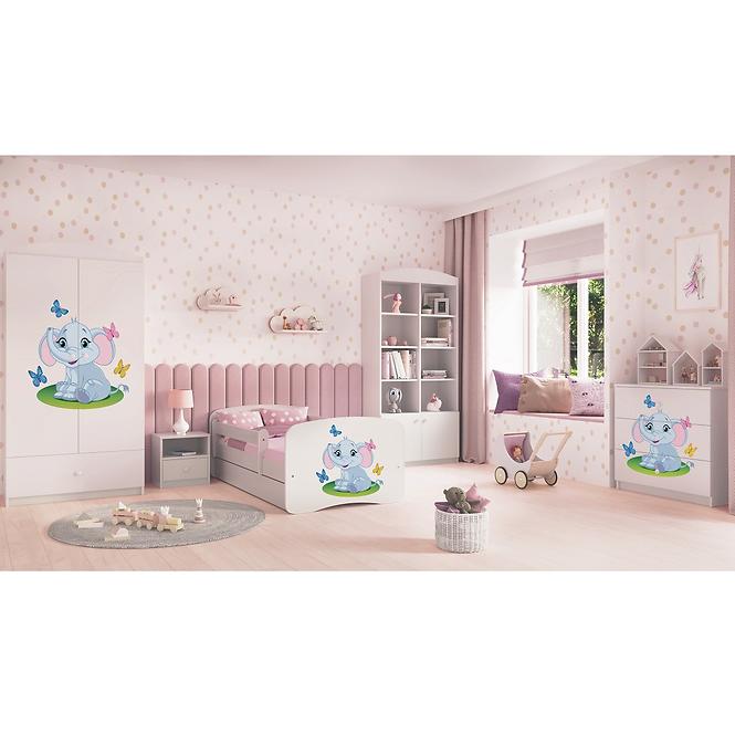 Dětská postel Babydreams+SZ+M bílá 80x160 Slon