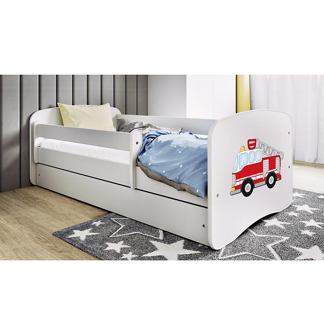 Dětská postel Babydreams+SZ+M bílá 80x160 Hasičské auto