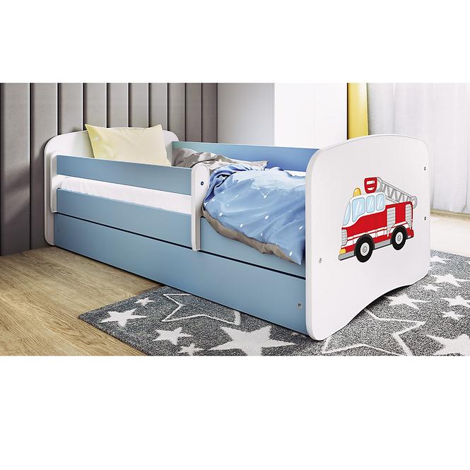 Dětská postel Babydreams+SZ+M modrá 80x160 Hasičské auto