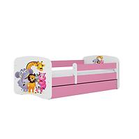 Dětská postel Babydreams+SZ+M růžová 80x160 Zoo