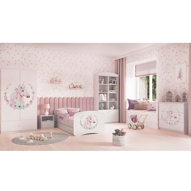 Dětská postel Babydreams+SZ+M bílá 80x180 Kůň