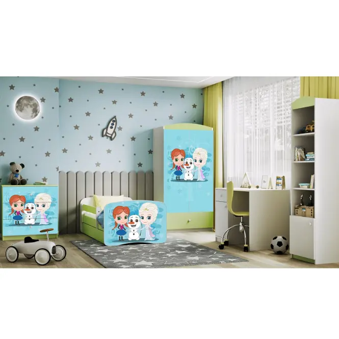 Dětská postel Babydreams+Sz+M zelená 80x180 Zimní kamarádi,5