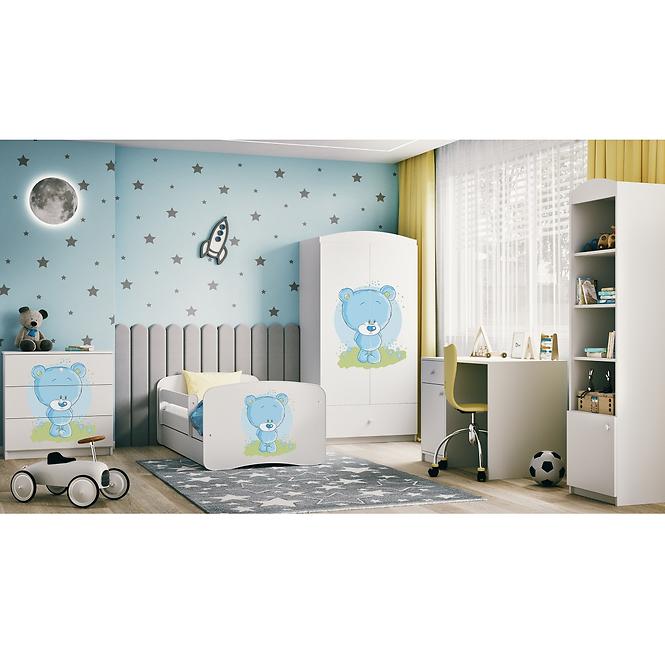 Dětská postel Babydreams+SZ+M bílá 80x180 Modrý medvídek
