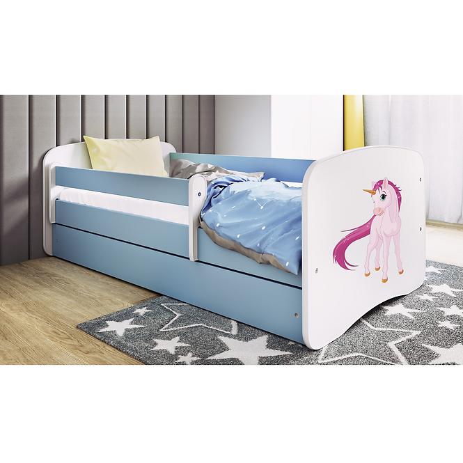 Dětská postel Babydreams+SZ+M modrá 80x180 Jednorožec