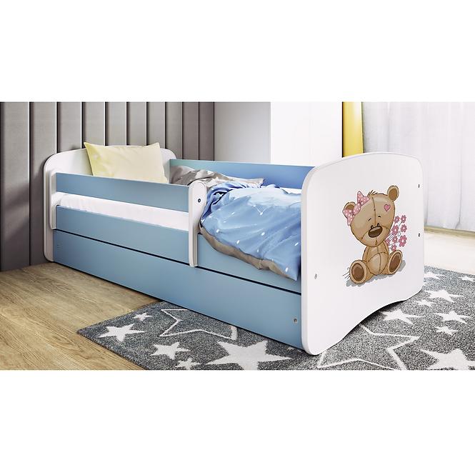 Dětská postel Babydreams+SZ+M modrá 80x180 Medvídek s kytičkami
