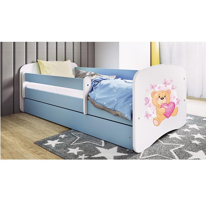 Dětská postel Babydreams+SZ+M modrá 80x180 Medvídek s motýlky