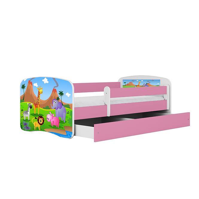 Dětská postel Babydreams+SZ+M růžová 80x180 Safari