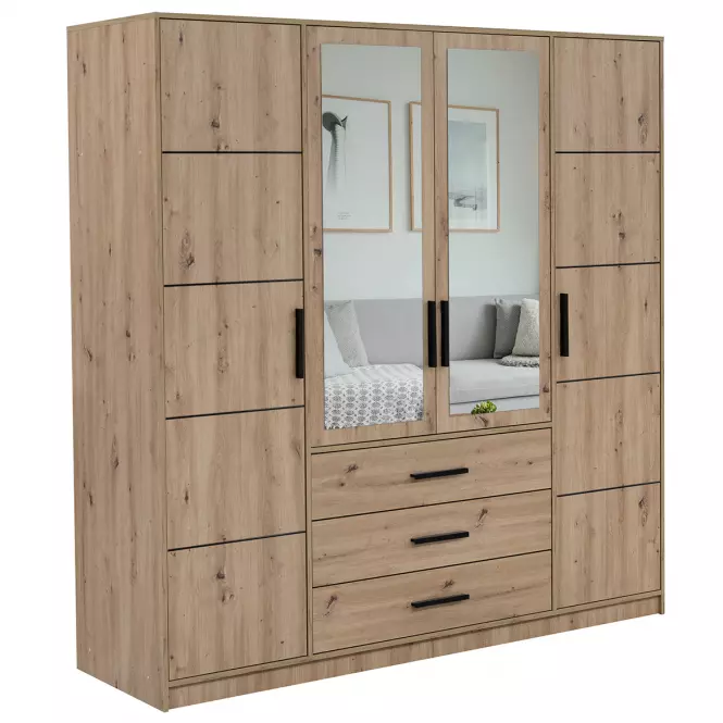 Skříň Kos D4 dub artisan/zrcadlo
