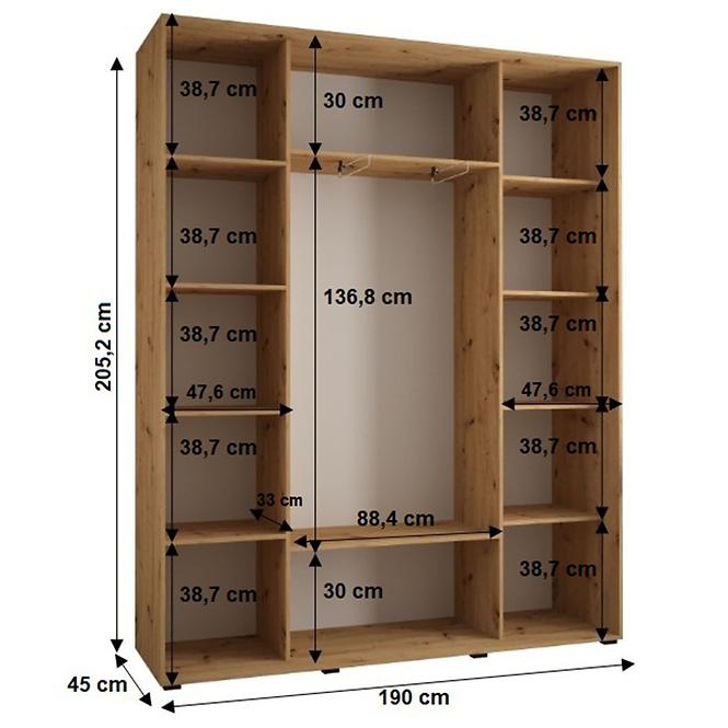 Skříň 45 Canaris 12 190 bílá/černá/gold,2