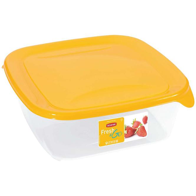 Box na potraviny čtvercový Fresh&go žlutý 1,7l