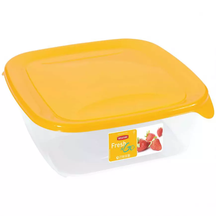 Box na potraviny čtvercový Fresh&go žlutý 1,7l
