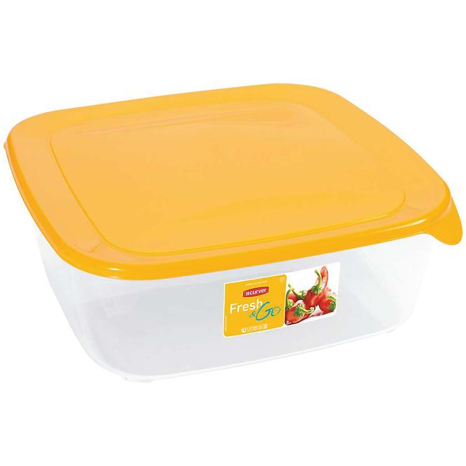 Box na potraviny čtvercový Fresh&go žlutý 2,9l