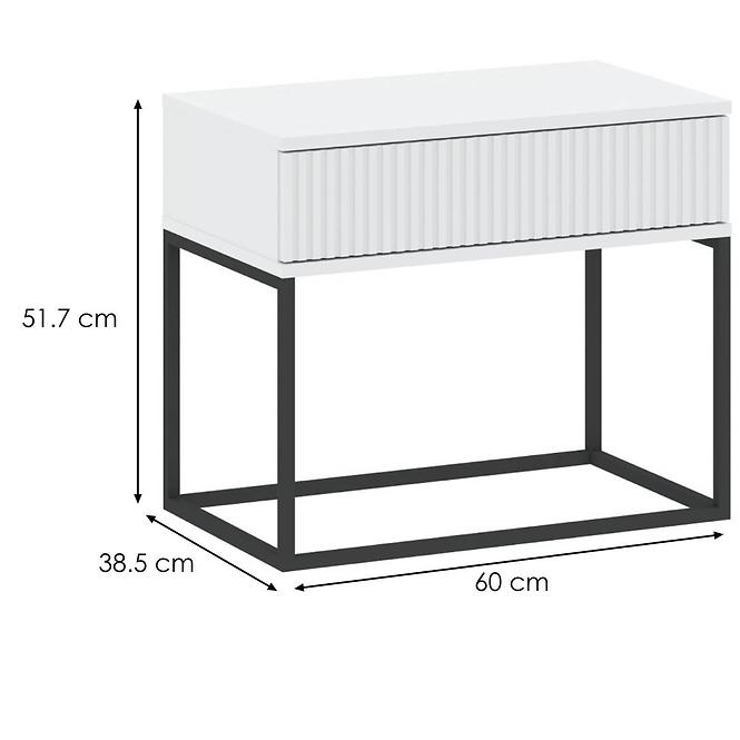 Noční stolek 1S nízký-60 bez rukojetí bílá