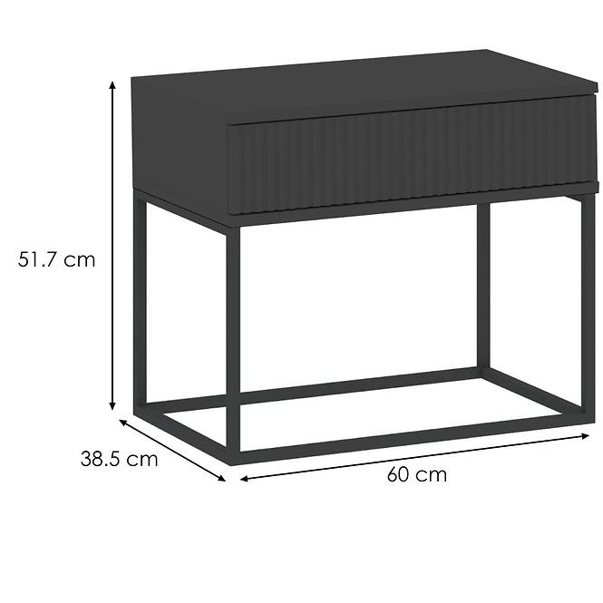 Noční stolek 1S nízký-60 bez rukojetí černá
