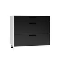 Kuchyňská skříňka Denis D90PC S/3 černá mat continental/bílá