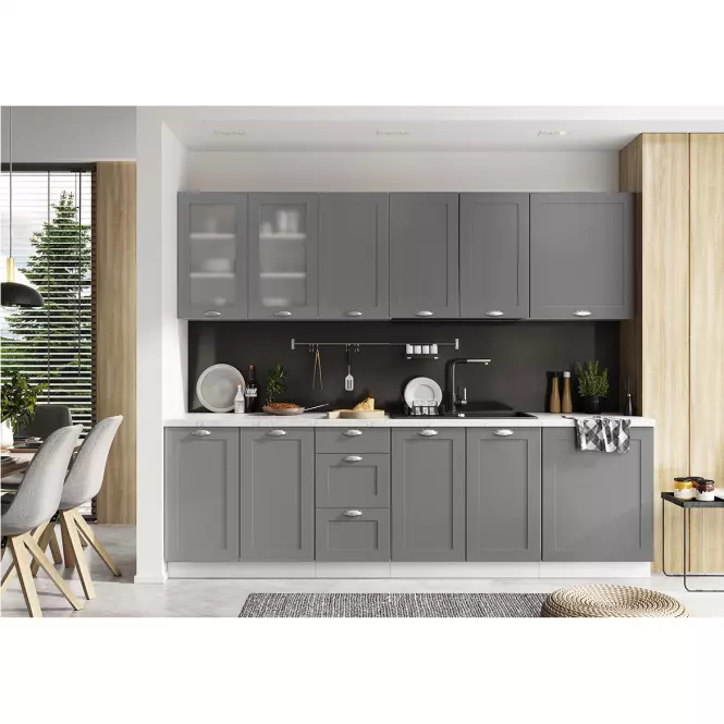 Kuchyňská skříňka Adele D90PC S/3 šedá mat/bílá,3